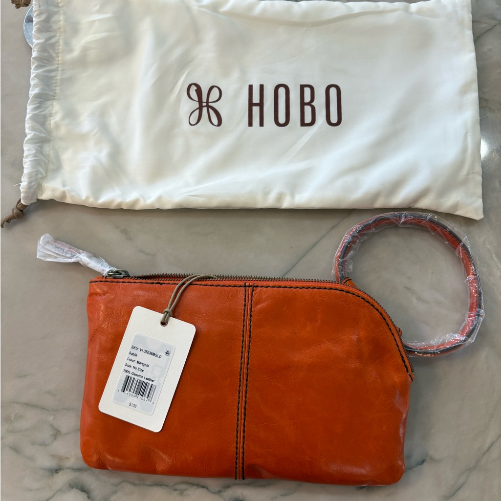 Hobo Vibrant Orange Leather Clutch
